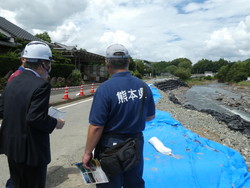 熊本県豪雨災害視察 道路崩壊箇所（木山川）